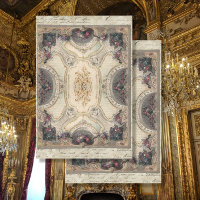 Vintage Italian Ceiling Burgundy Floral Decoupage