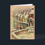 Vintage Italian Christmas Greeting Card<br><div class="desc">Retro / Vintage Italian Christmas greeting card.  Adorable children going home with their Christmas Tree,  decorations and gifts!  Buon Natale!</div>