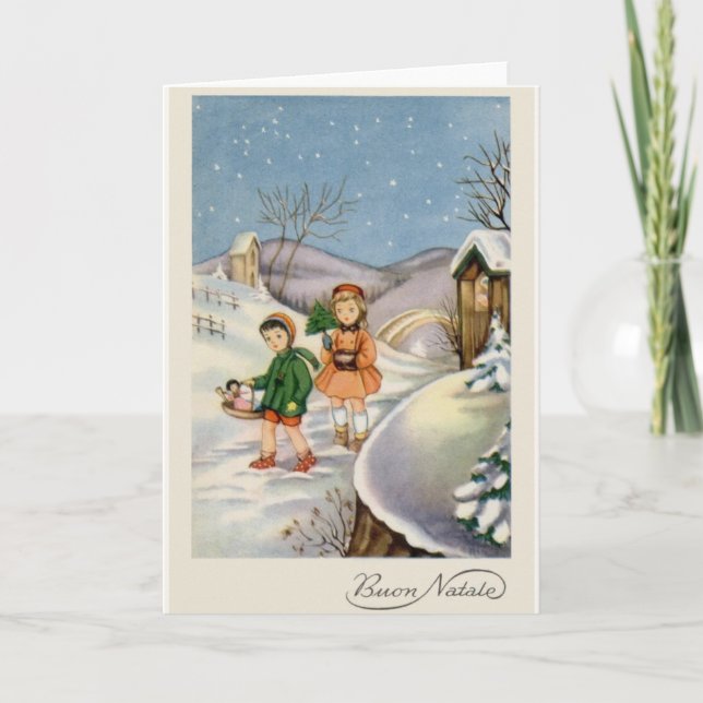 Vintage Italian Christmas Greeting Card (Front)