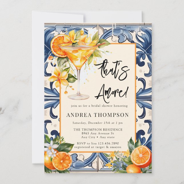 Vintage Italian | Citrus Orange | Bridal Shower Invitation (Front)