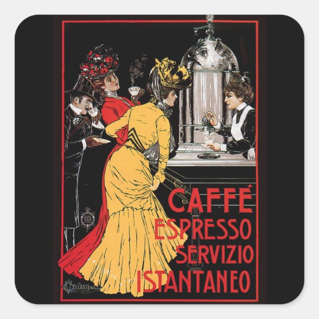 Vintage Italian Coffee espresso advertisement Square Sticker (Front)