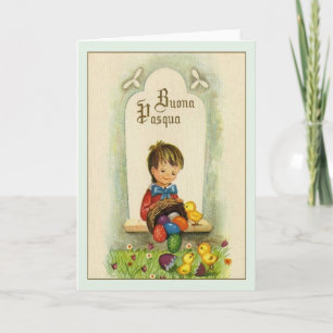 Vintage Italian Easter Buona Pasqua Greeting Card