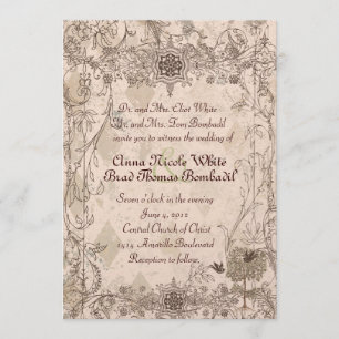 Vintage Italian Faded Pink Wedding Invitation