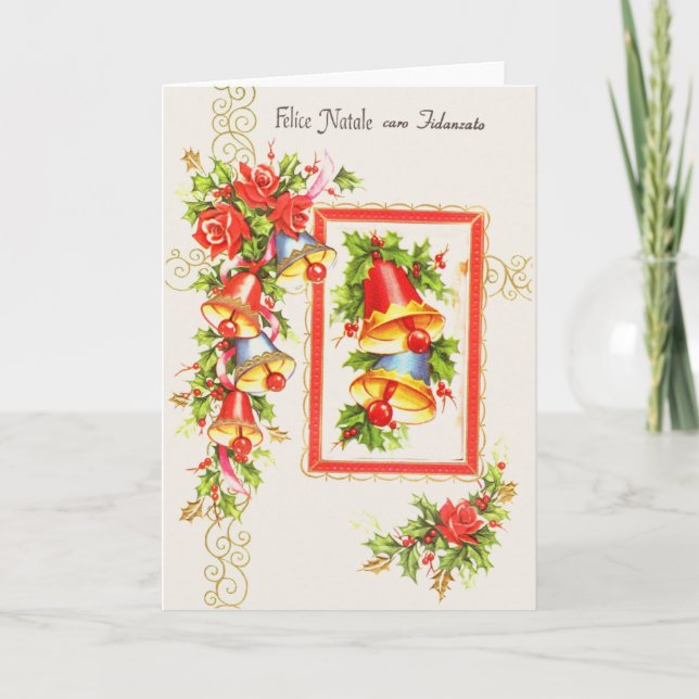 Vintage Italian Fiance Christmas Greeting Card (Front)