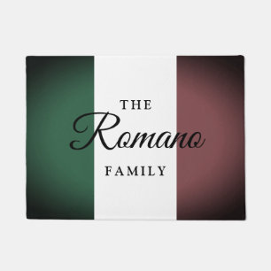 Vintage Italian flag with custom family name Doormat