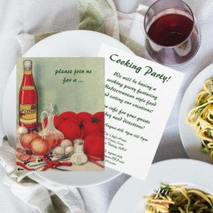 Vintage Italian Food, Cooking Party Invitation
