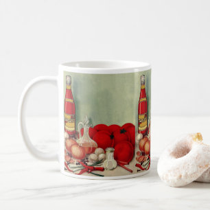 Vintage Italian Food Tomato Onions Peppers Catsup Coffee Mug