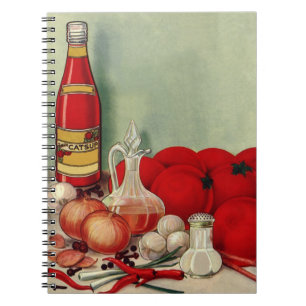 Vintage Italian Food Tomato Onions Peppers Catsup Notebook