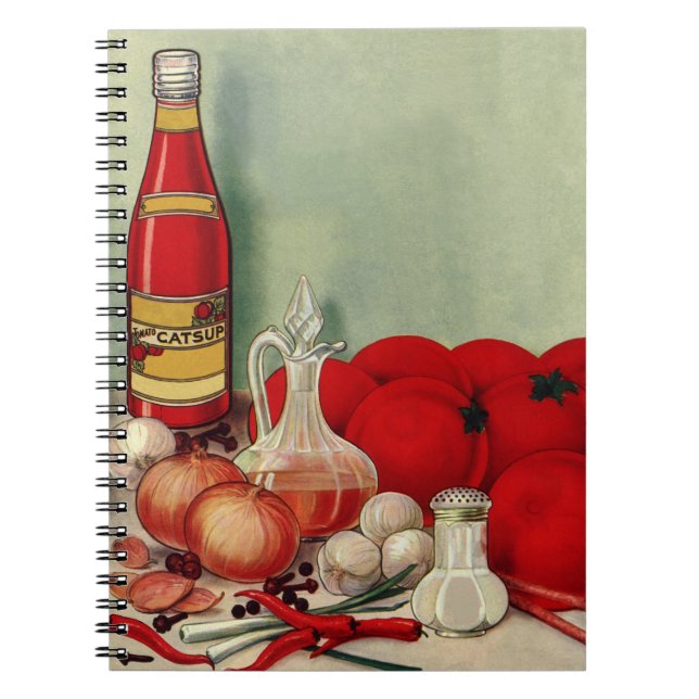Vintage Italian Food Tomato Onions Peppers Catsup Notebook (Front)