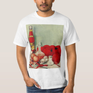 Vintage Italian Food Tomato Onions Peppers Catsup T-Shirt