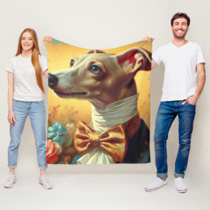 Vintage Italian Greyhound Dog Painting Fleece Blanket