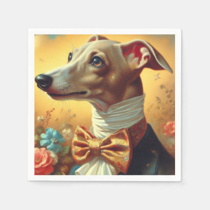 Vintage Italian Greyhound Dog Painting Napkin