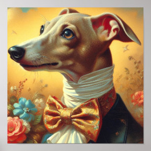 Vintage Italian Greyhound Dog Painting Poster