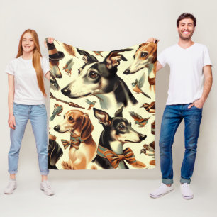 Vintage Italian Greyhound Illustration Fleece Blanket