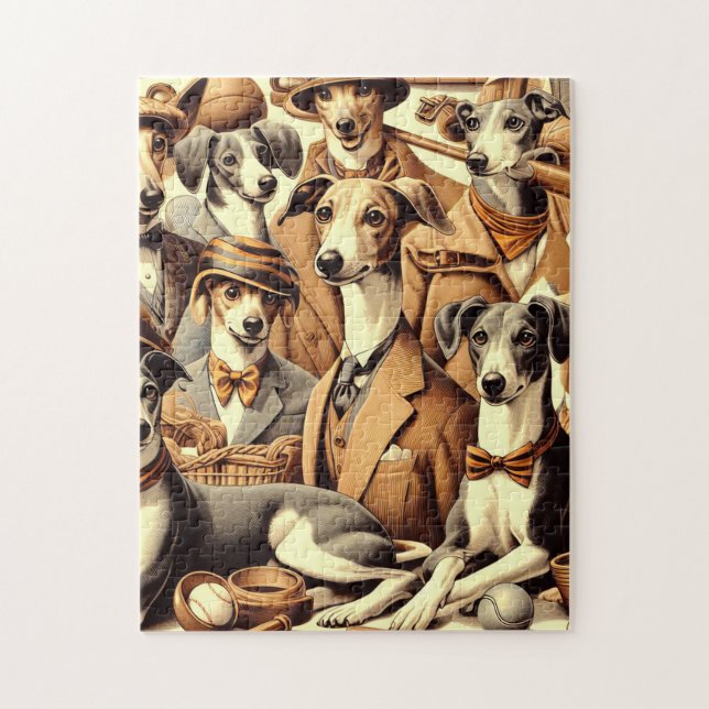 Vintage Italian Greyhound Illustration Jigsaw Puzzle (Vertical)