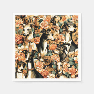 Vintage Italian Greyhound Illustration Napkin
