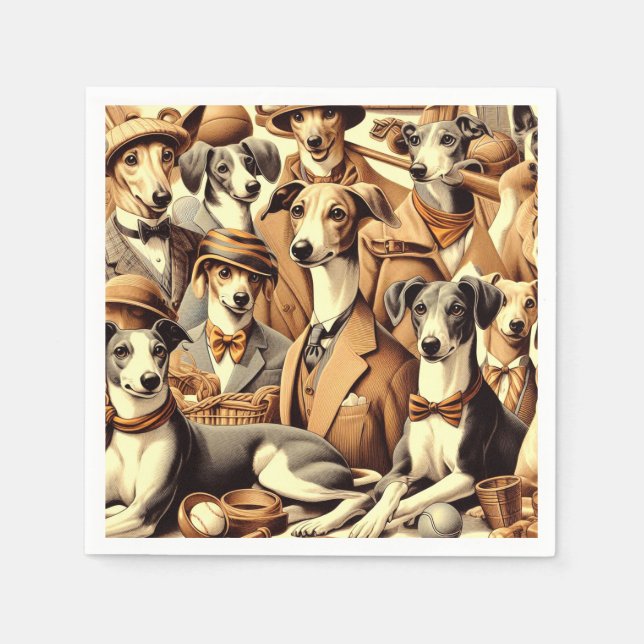 Vintage Italian Greyhound Illustration Napkin (Front)