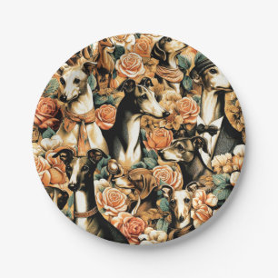 Vintage Italian Greyhound Illustration Paper Plate