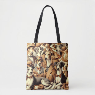 Vintage Italian Greyhound Illustration Tote Bag
