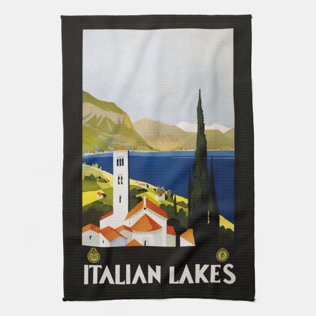 Vintage Italian Lakes hand towel (Vertical)
