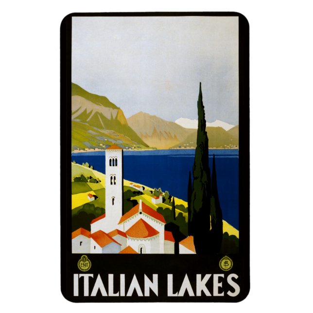 Vintage Italian Lakes Italy magnet (Vertical)