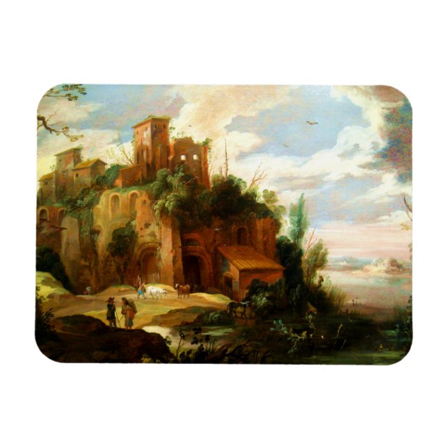Vintage Italian Landscape with Ruins Magnet (Horizontal)