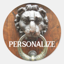 Vintage Italian Lion Door Knocker Round Sticker