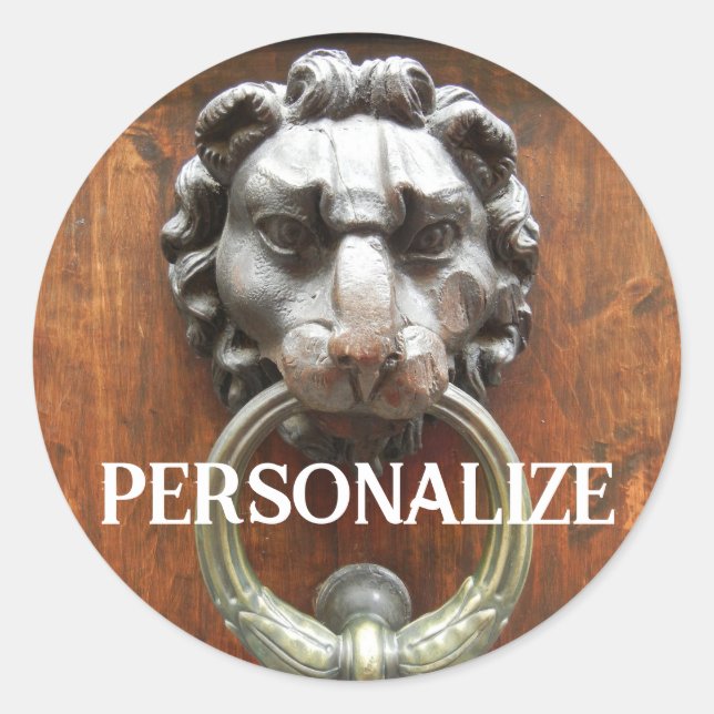 Vintage Italian Lion Door Knocker Round Sticker (Front)