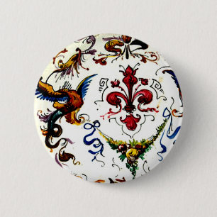 Vintage Italian Majolica Pottery Art Antique 6 Cm Round Badge