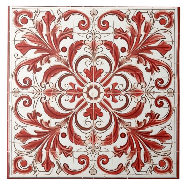 Vintage Italian Mediterranean Pattern Tile (Front)