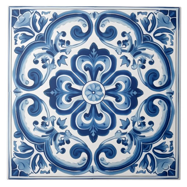 Vintage Italian Mediterranean Pattern Tile (Front)
