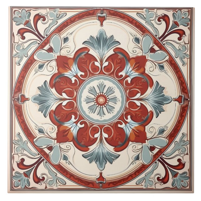 Vintage Italian Mediterranean Pattern Tile (Front)