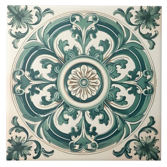 Vintage Italian Mediterranean Pattern Tile (Front)