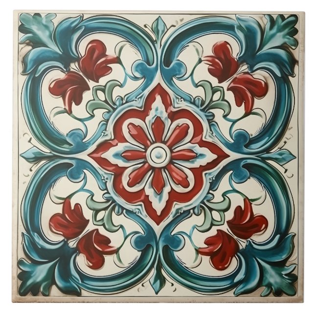 Vintage Italian Mediterranean Pattern Tile (Front)