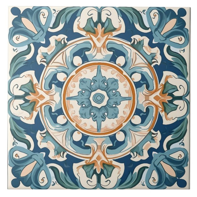Vintage Italian Mediterranean Pattern Tile (Front)