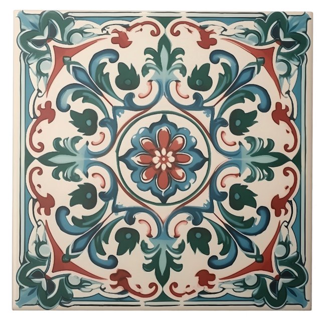 Vintage Italian Mediterranean Pattern Tile (Front)