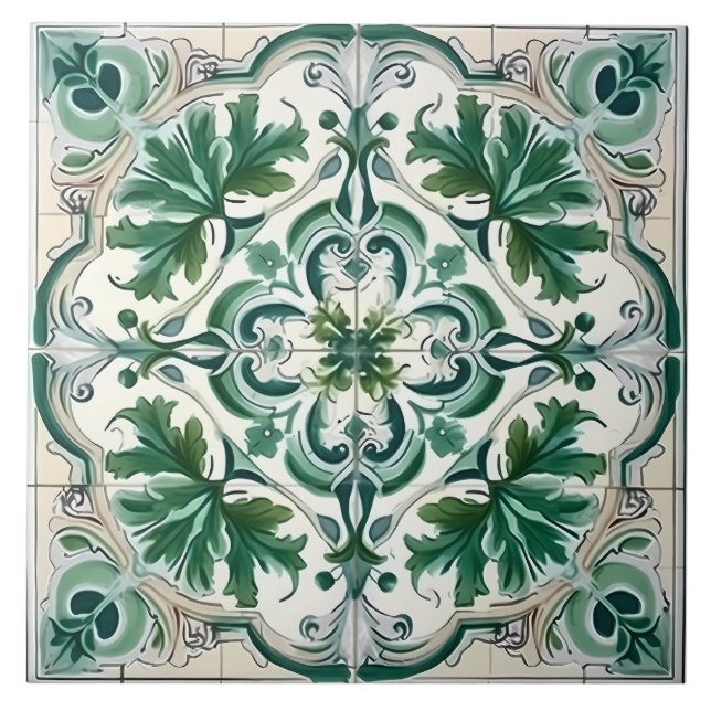 Vintage Italian Mediterranean Pattern Tile (Front)