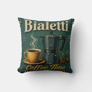 Vintage Italian Moka Pot Coffee Kitchen Espresso Cushion