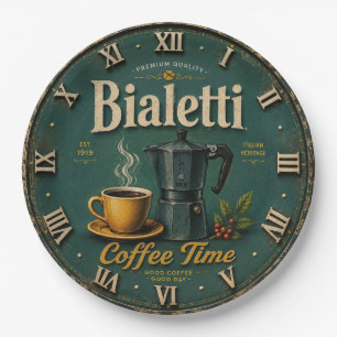 Vintage Italian Moka Pot Coffee Kitchen Espresso Paper Plate