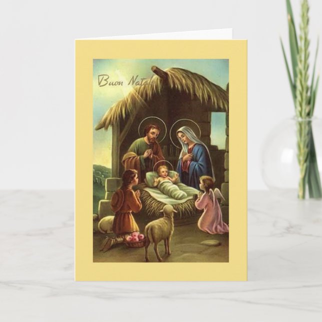 Vintage Italian Nativity Religious Christmas Card (Front)