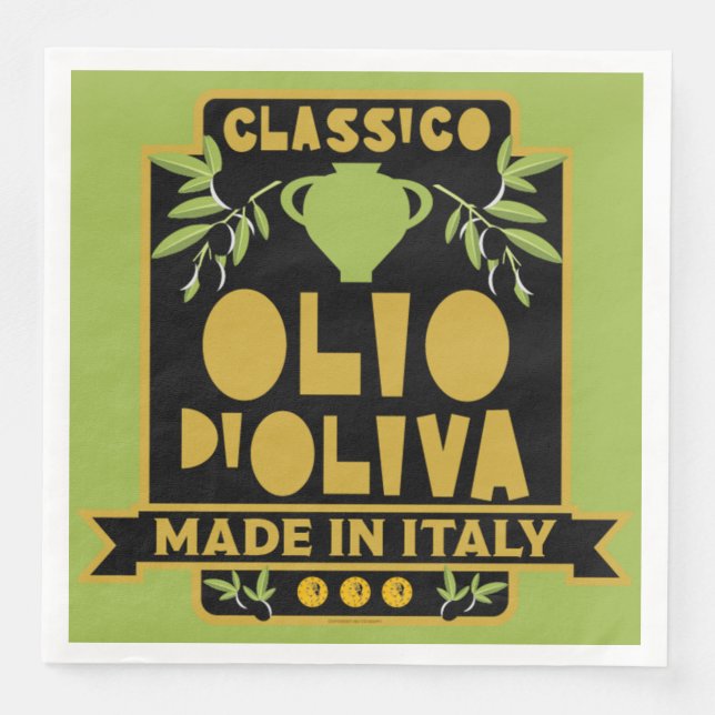 Vintage Italian Olive Oil Apron Napkin (Front)