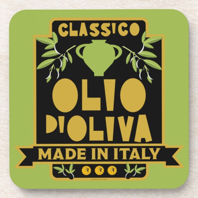 Vintage Italian Olive Oil    Coaster (Front)
