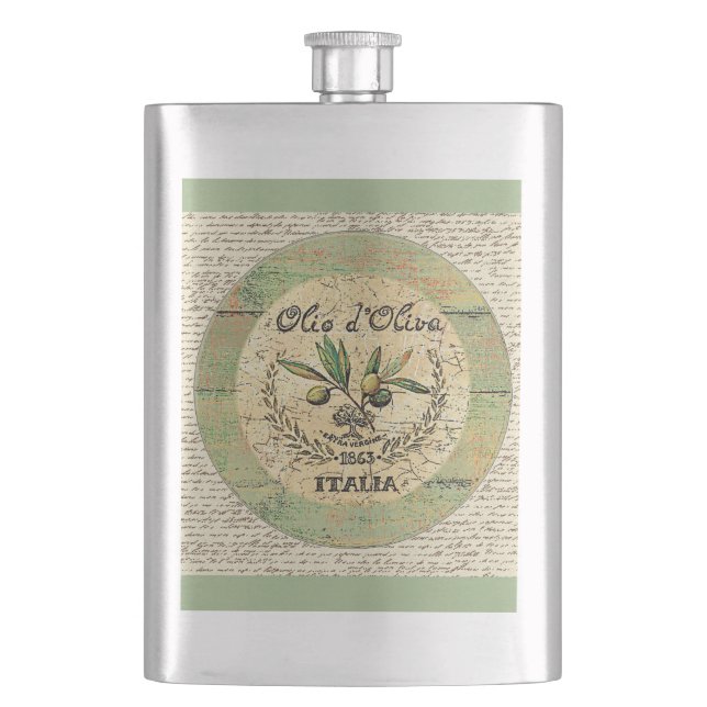 Vintage Italian Olive Oil Decanter- Hip Flask (Front)