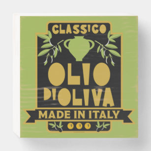 Vintage Italian Olive Oil  Wooden Box Sign