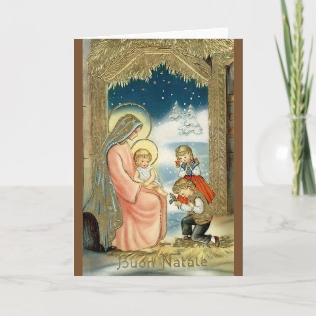 Vintage Italian Religious Christmas Greeting Card (Front)