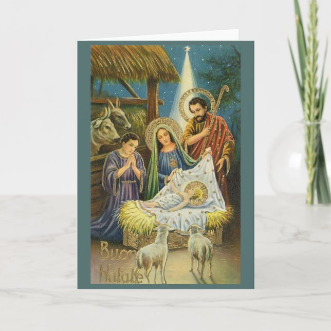 Vintage Italian Religious Christmas Greeting Card (Front)