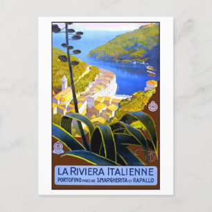 Vintage Italian Riviera Travel Poster Postcard