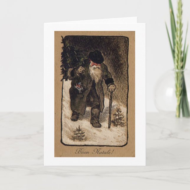 Vintage Italian Santa Christmas Card (Front)