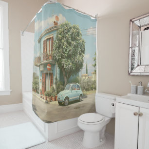 Vintage Italian Summer Street Shower Curtain