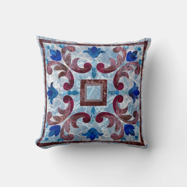 Vintage Italian tile with Moroccan patternabstract Cushion (Front)